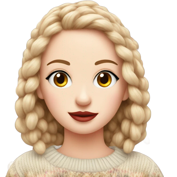 Knit sweater with cute make up  patterned emoji