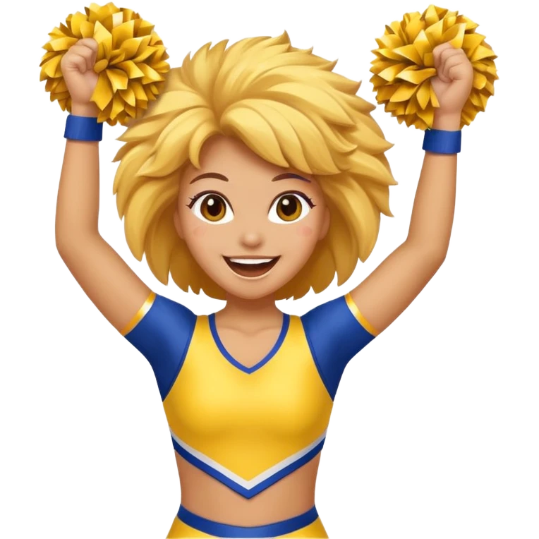 football cheerleader, big cheering pom, yellow and twinkle emoji