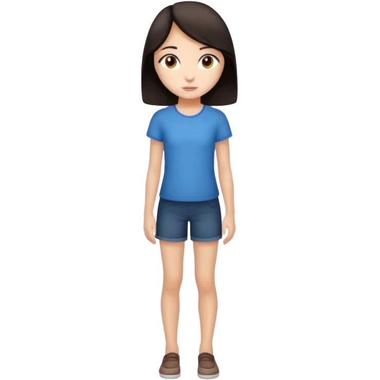 Make an emoji of a slender, full-length girl with dark hair and brown eyes emoji