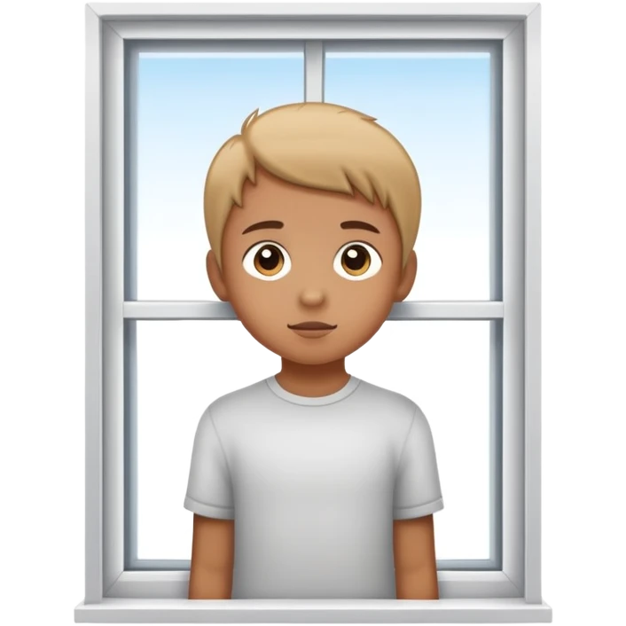 kid standing at window looking outside emoji