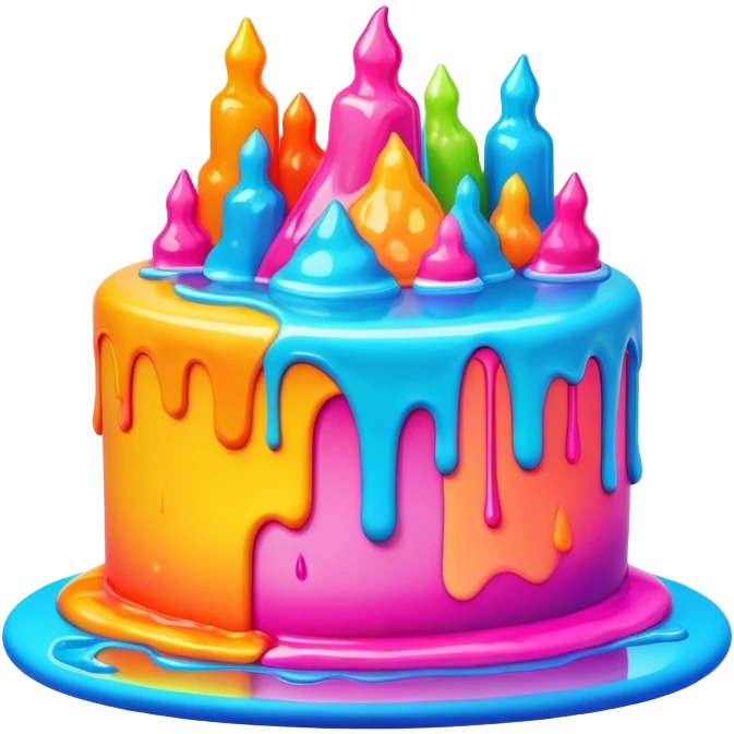 melting neon colors surreal cake landscape  emoji