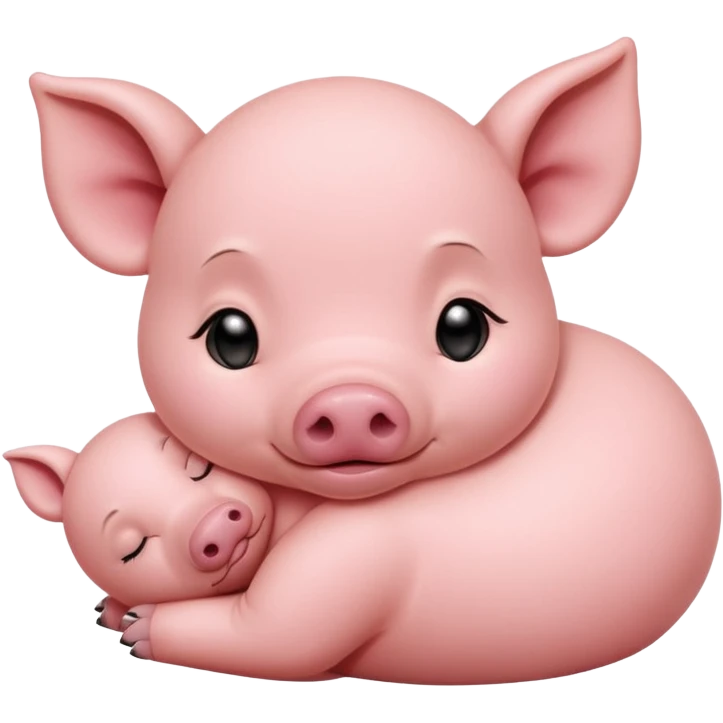 Sleeping Piglet – tiny pink pig curled up, eyes closed emoji