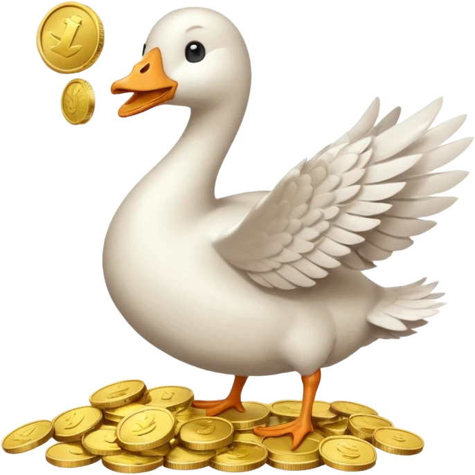 cute goose tossing coins in the air emoji