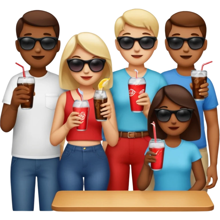 A group of thristy people having soda. emoji