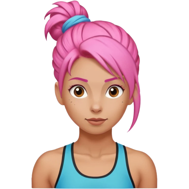 climber woman with pink bun hair emoji