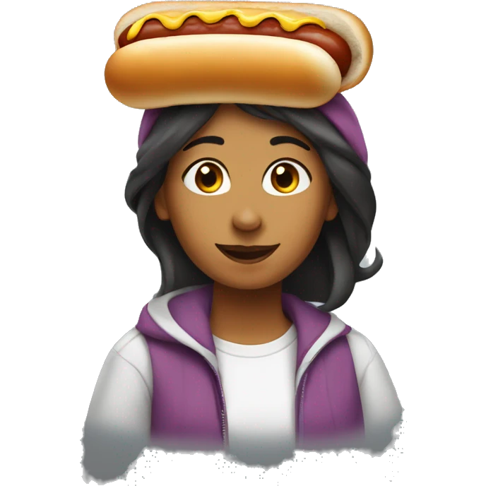 Yasmin wearing a hotdog as a hat  emoji