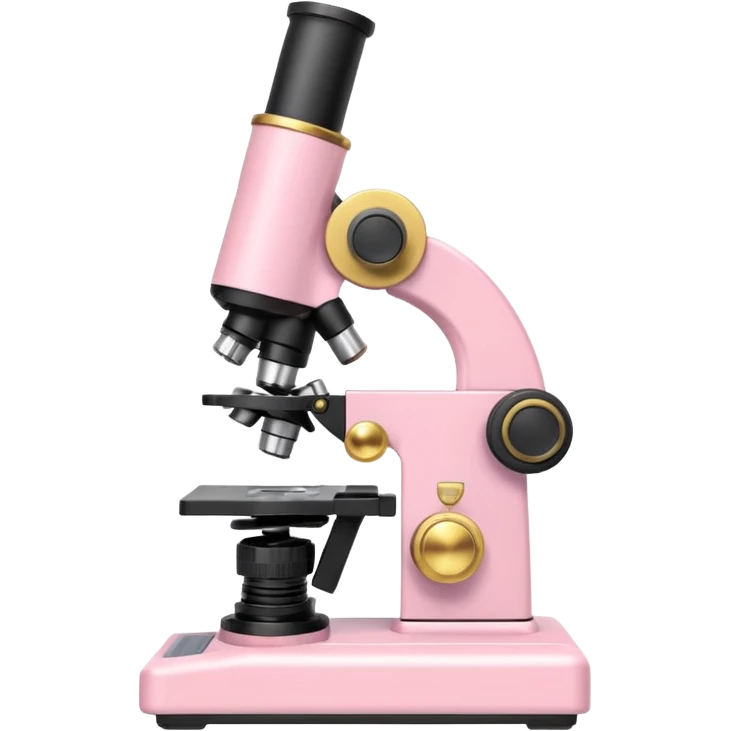 Pastel pink microscope with satin finish and gold adjustment knobs emoji