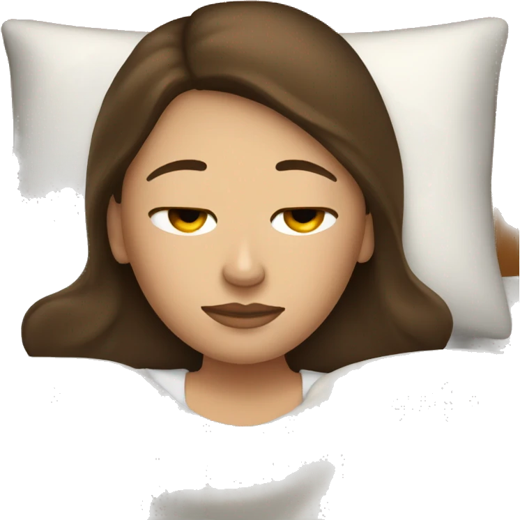 brunette white woman in bed sleeping emoji