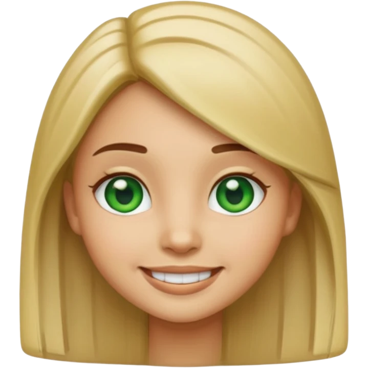 Light skin girl emoji with straight hair and green eyes emoji