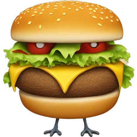 Bird with burger body emoji