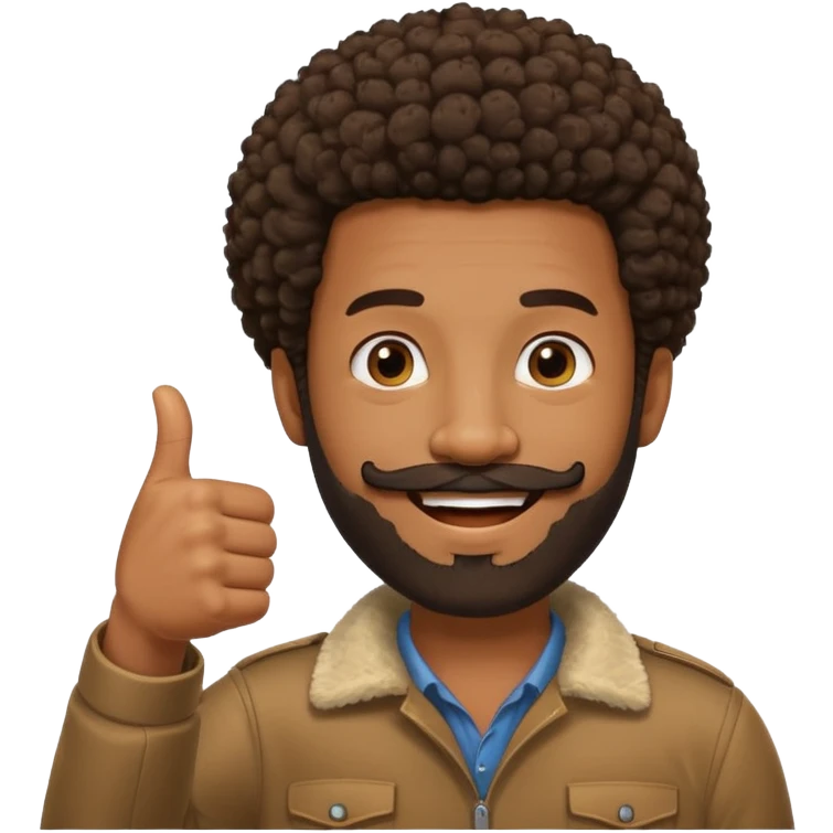 black man with beard, mustache, and short afro with his thumb up emoji