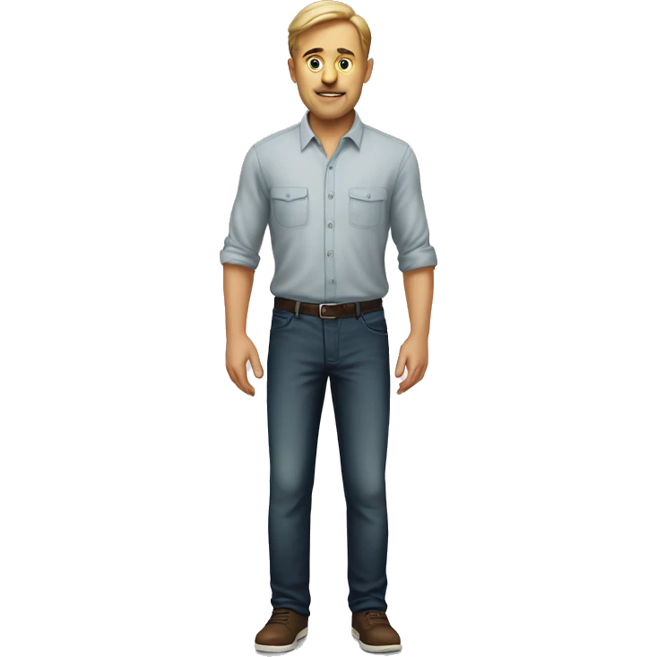 man in full growth  photorealistic serious emoji