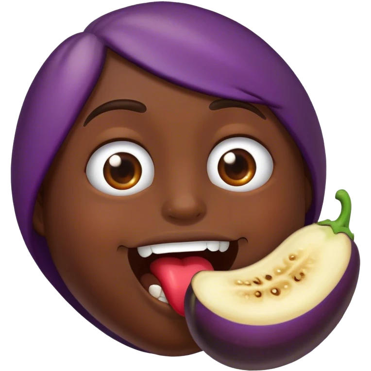 Emoji eating an eggplant  emoji