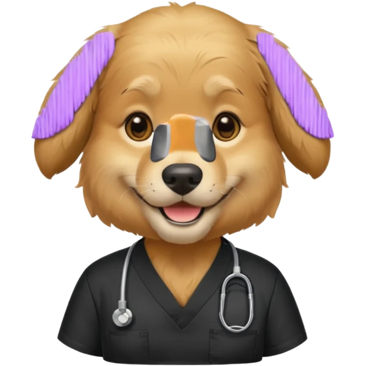 golden retriever wearing. black scubs emoji