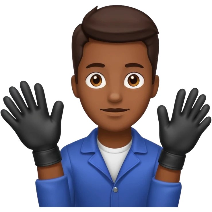 A man wearing  showing his paws emoji