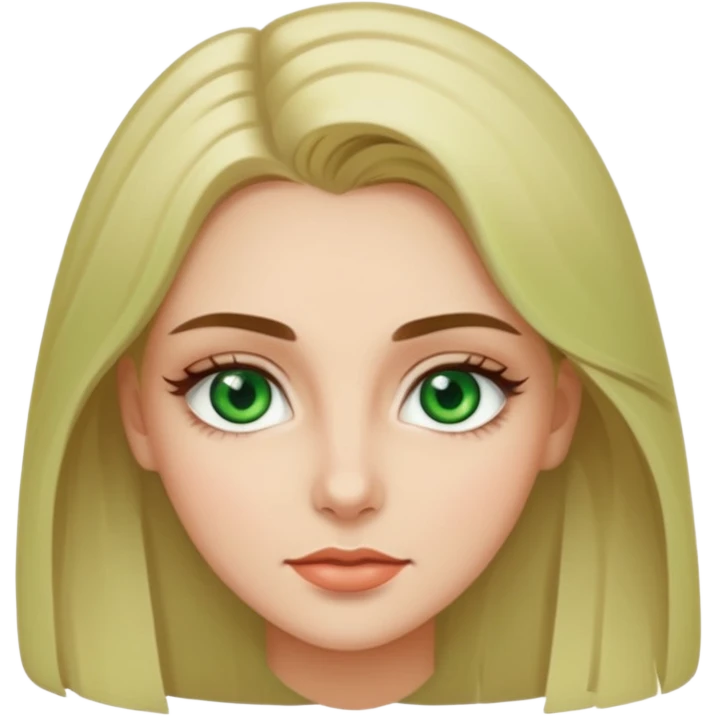 женщина с зелёными глазами, красивыми бровями, светлыми волосами средней длины emoji
