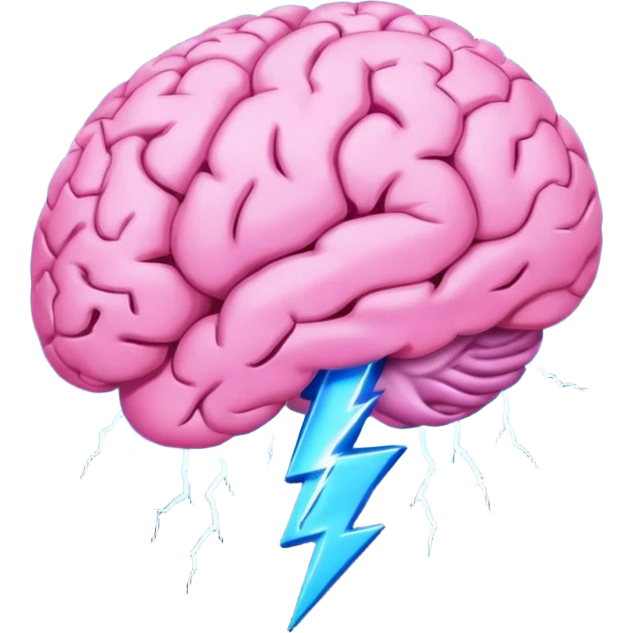 pink brain with a single lighting bolt emoji