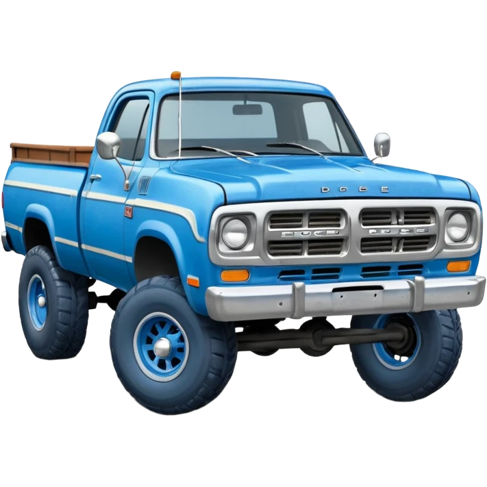 1979 dodge truck two wheels on the back blue emoji