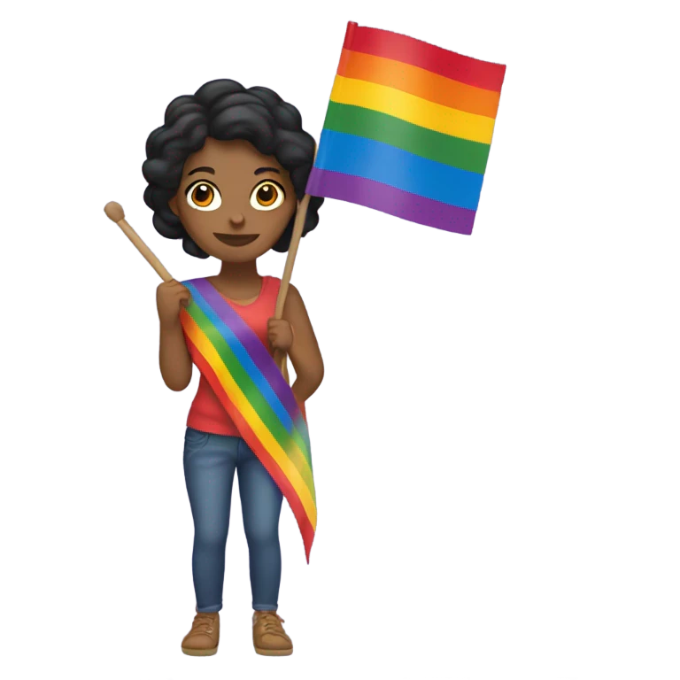 Latina Holding Gay pride flag emoji