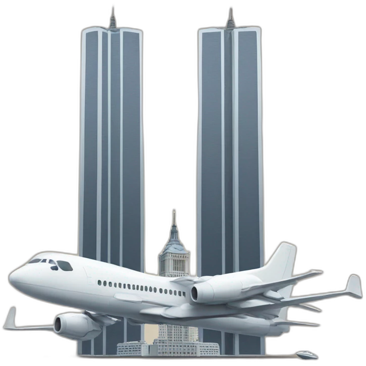 twin towers with a plane emoji