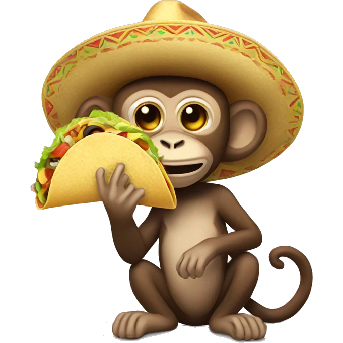 Monkey eating taco wearing Mexico hat  emoji
