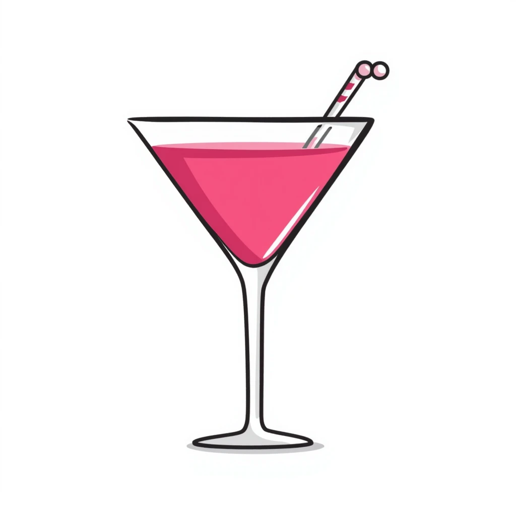 cosmopolitan cocktail in a martini glass, hand-drawn doodle style emoji