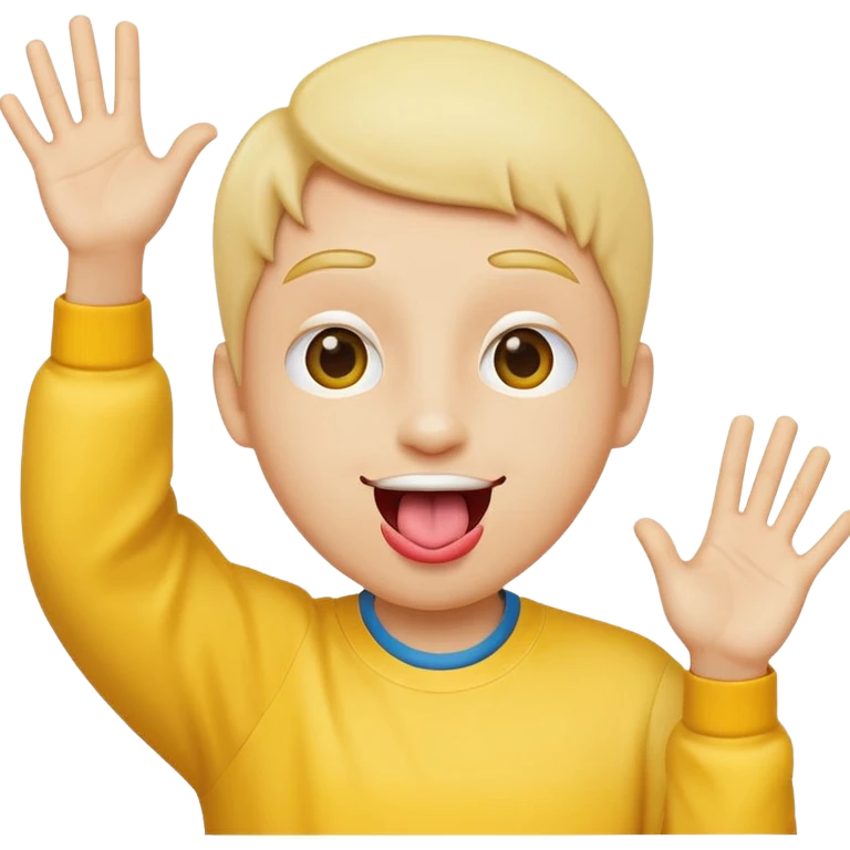 face with tongue out, hands raised to the side, silly and fun emoji emoji