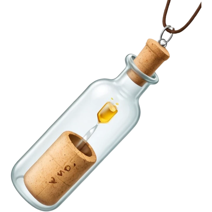 A Message Bottle, necklace inside emoji
