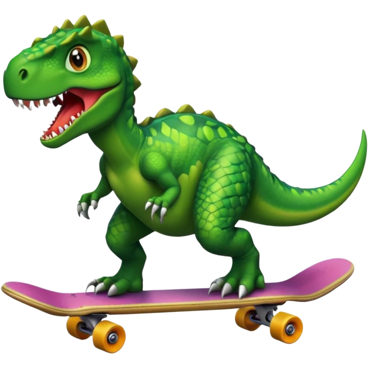 Dinosaur on a skateboard emoji