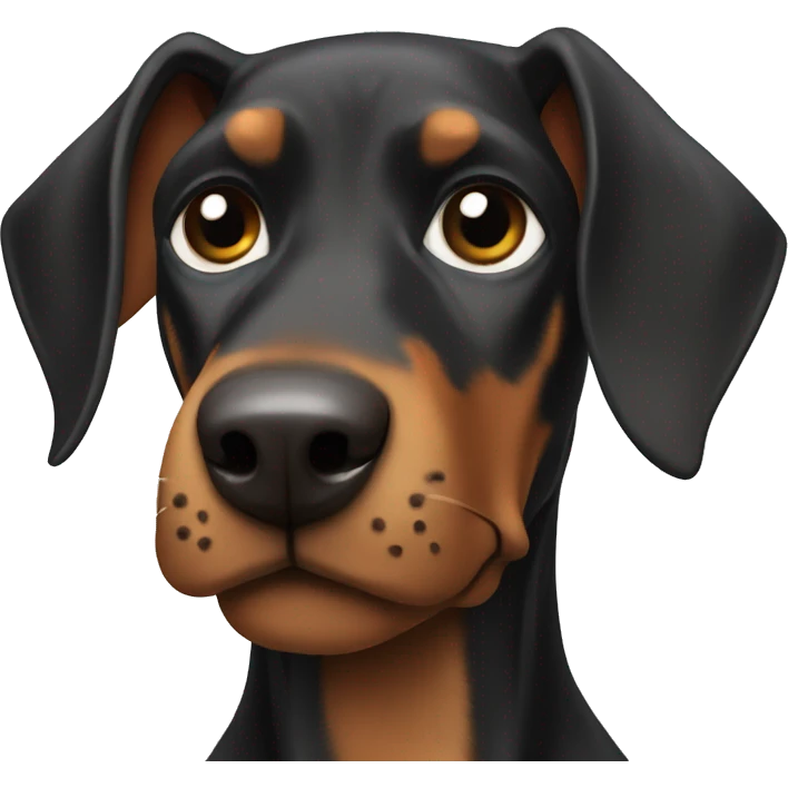 Doberman with a punk bow on the goals emoji
