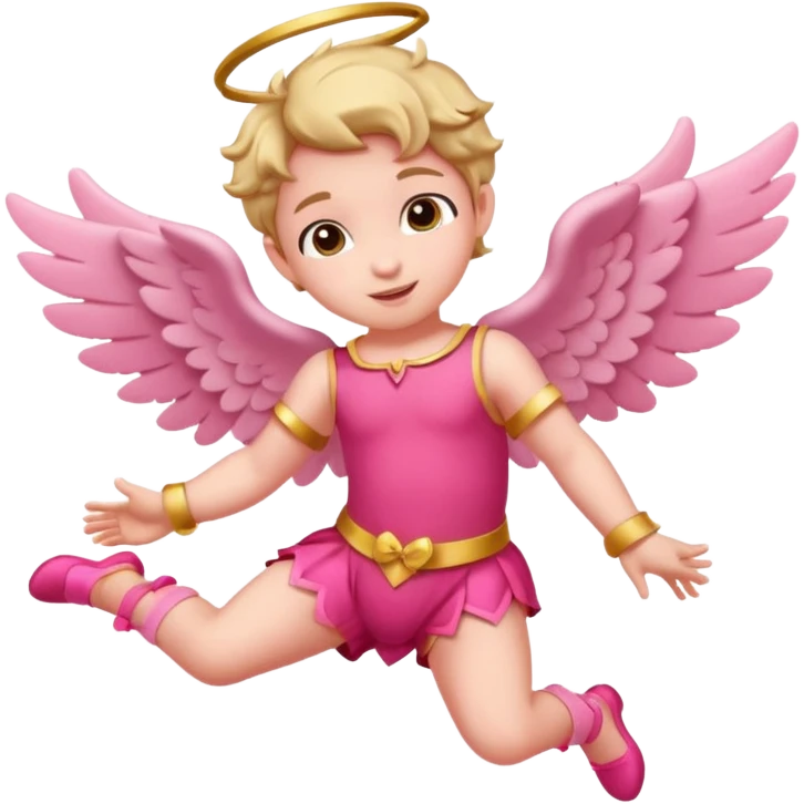 Full body Cupid in pink with no bow in hair flying emoji