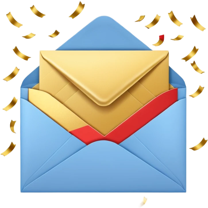 white envelope фтв gold confetti emoji