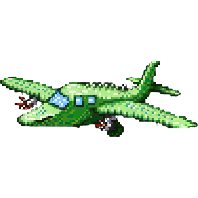 cartoon crocodile-airplane hybrid, side view, with propeller nose emoji