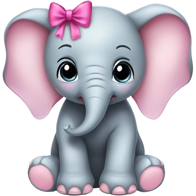Baby elephant with pink bow emoji