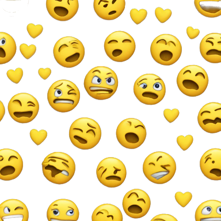 un emoji jaune qui pleure avec des coeurs emoji