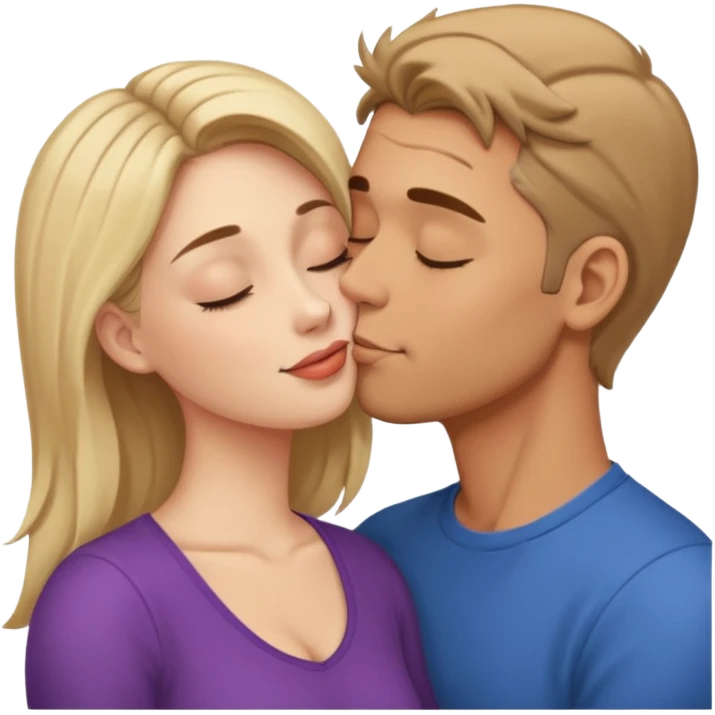 Completely nude man kissing completely nude woman with her eyes closed emoji