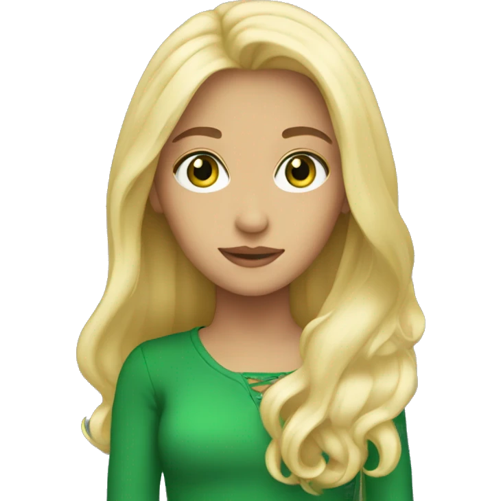 Blonde with long hair and green eyes emoji
