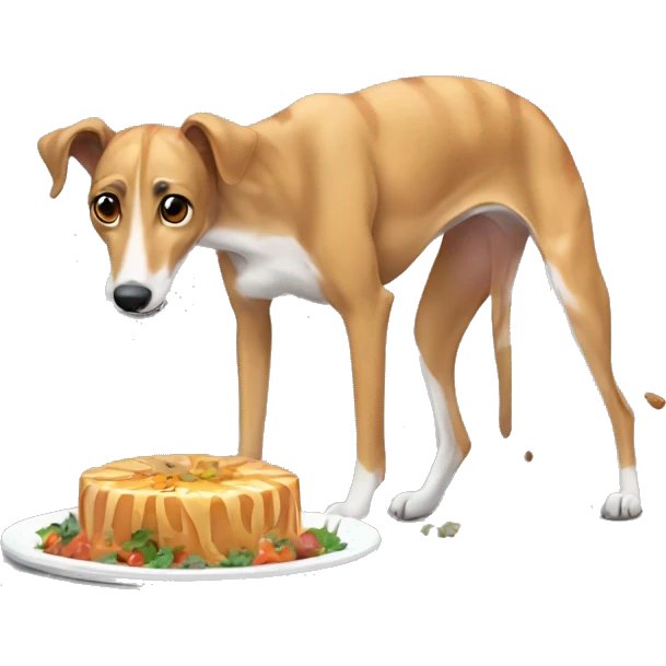 Fawn tiger greyhound eating emoji