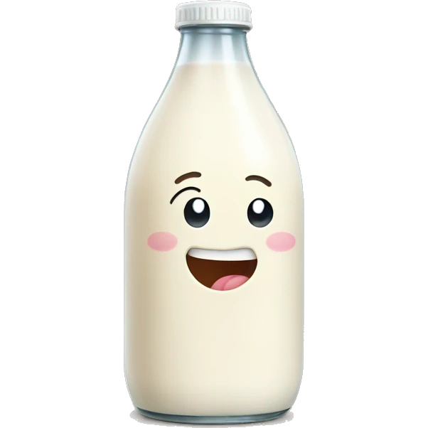 smiley drinking milk bottle with yummy expression emoji