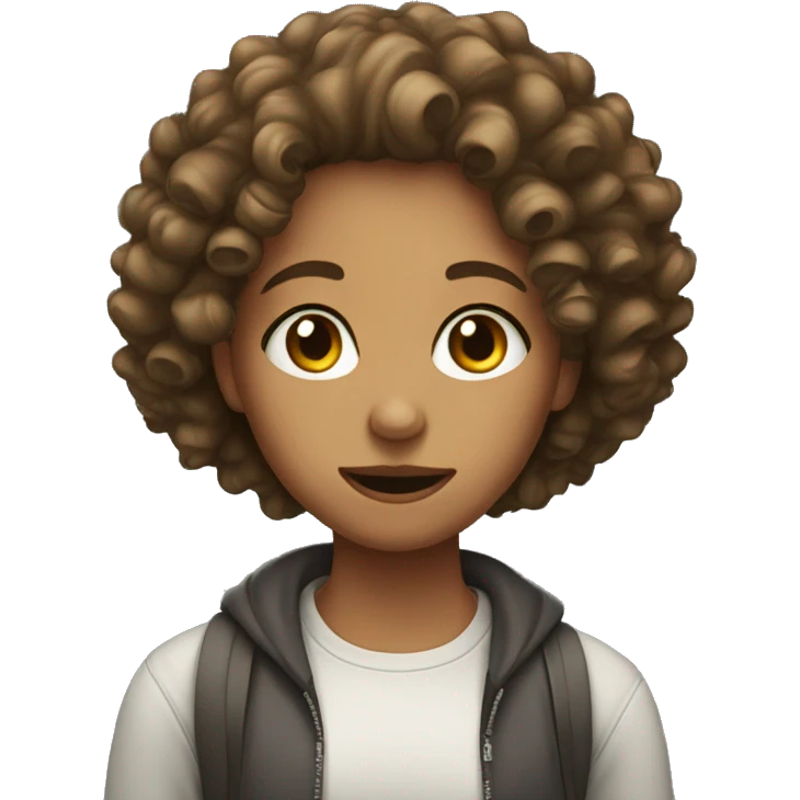teenage girl with curly hair scary emoji