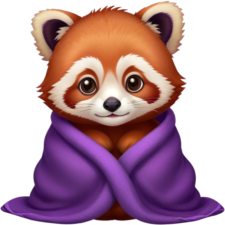 baby red panda cozy in a purple blanket emoji