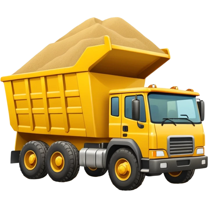 Draw a yellow dump truck with an open bed full of sand or gravel. emoji