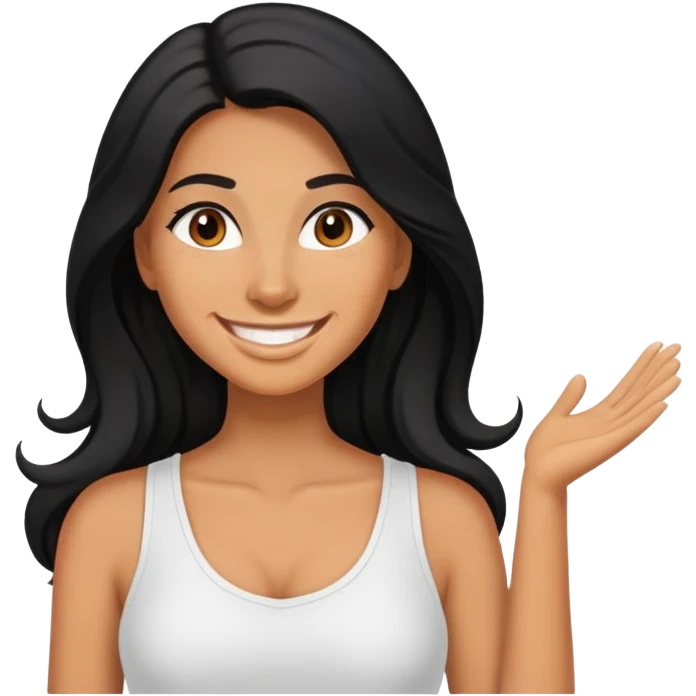 content creator, black long hair tanned woman emoji