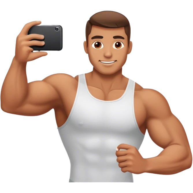 muscular male taking selfie emoji