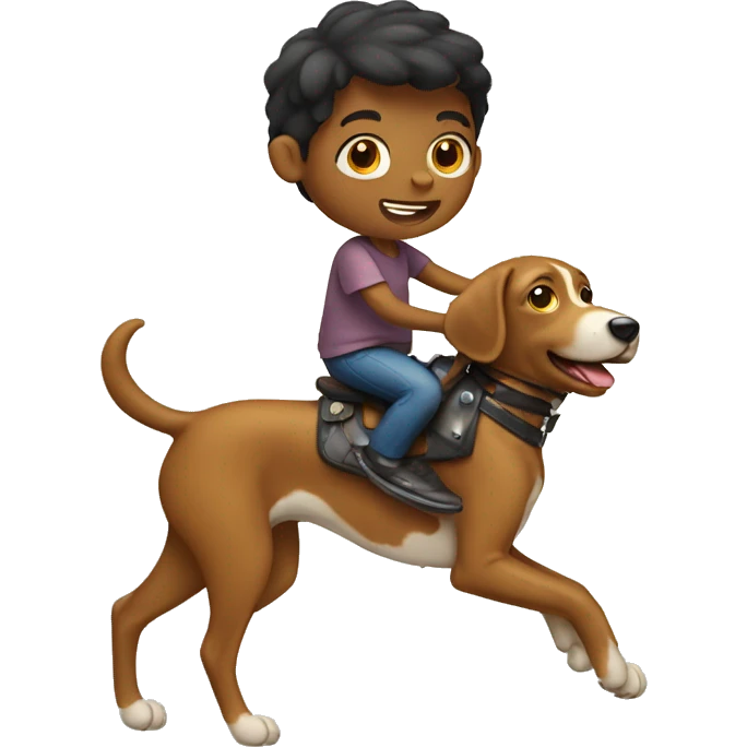 kid riding a dog emoji