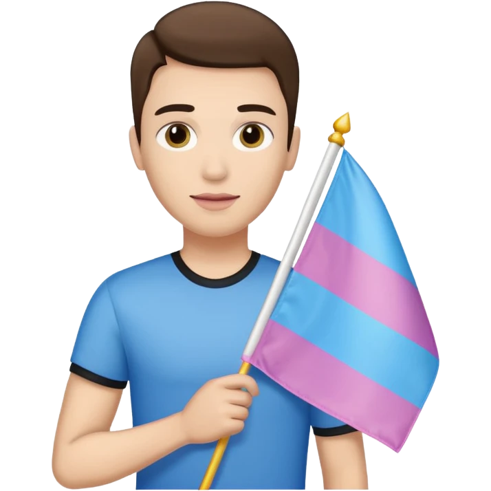transgender man holding transgender pride flag emoji