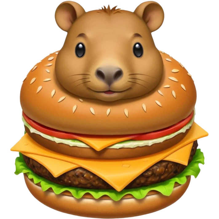 capybara sitting on a burger emoji
