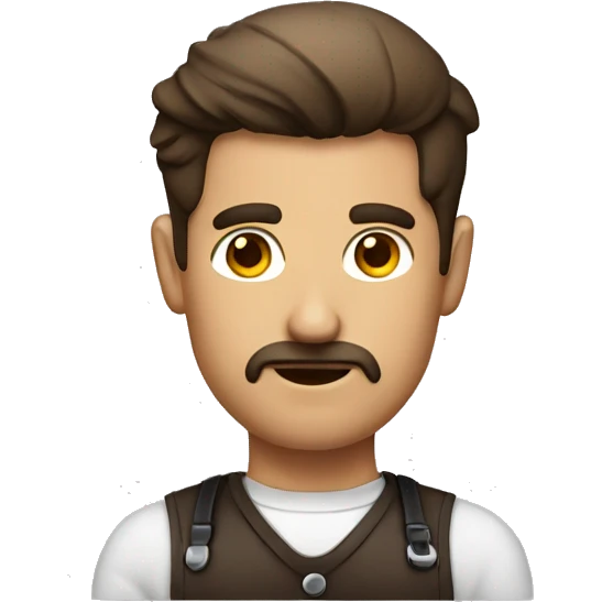 Barista man a suspicious look emoji