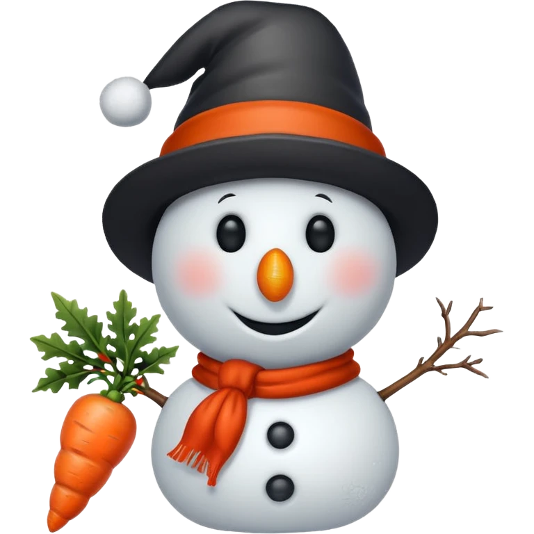 snowman head with red hat and carrot nose emoji