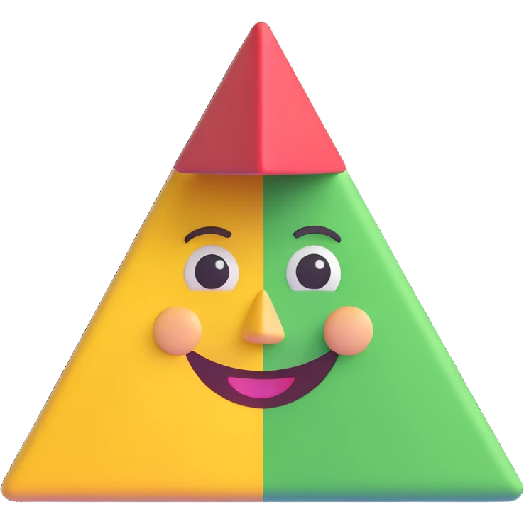 A magical isosceles triangle that is smiling and saluting with a cap emoji